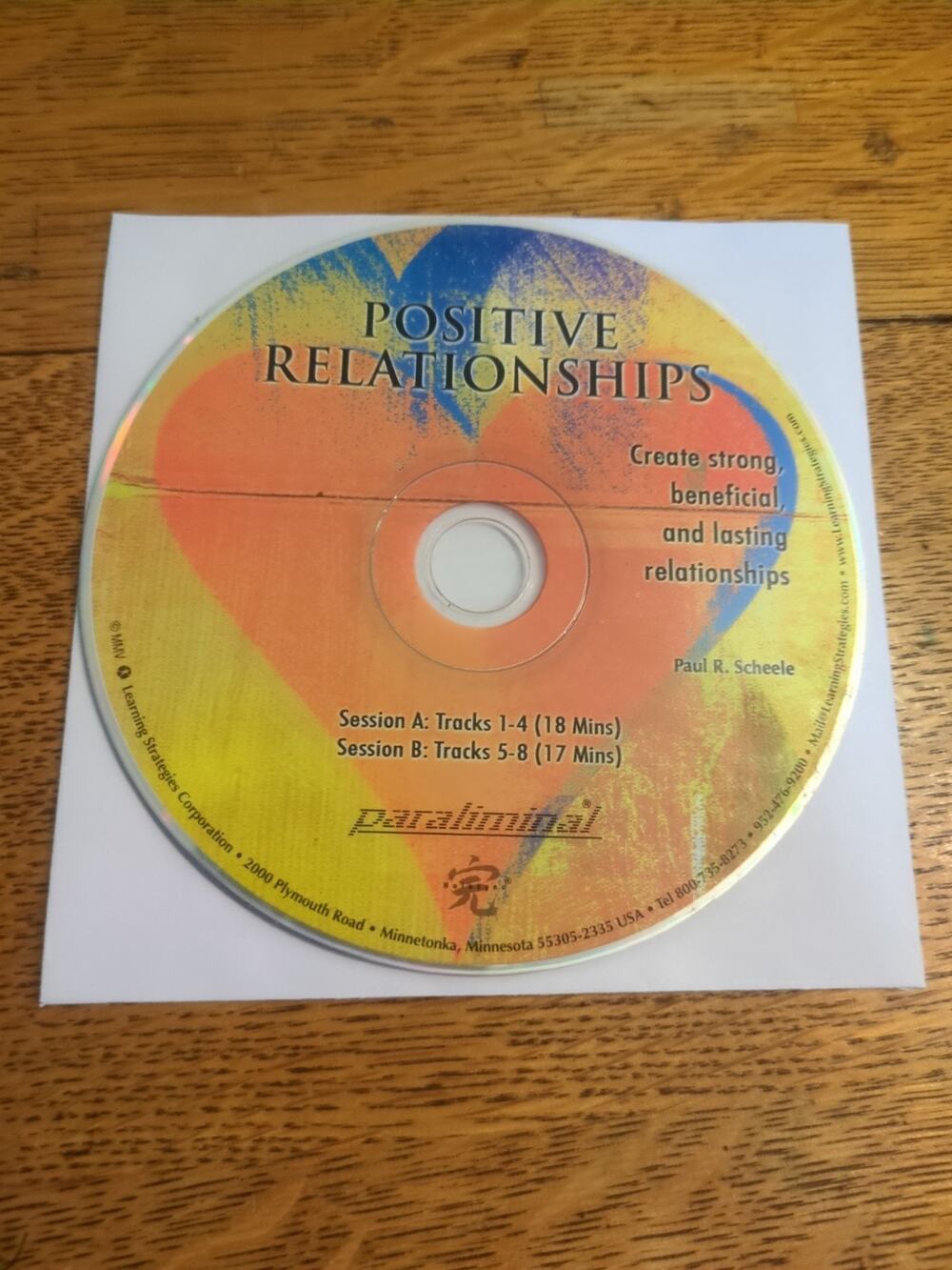 Positive Relationships CD & Booklet Paul Scheele Paraliminal Disc Only
